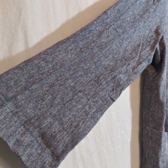 Juniper Blu Linen 2 Button Blue Blazer Jacket Pockets Sophisticated Size L - Picture 5 of 10